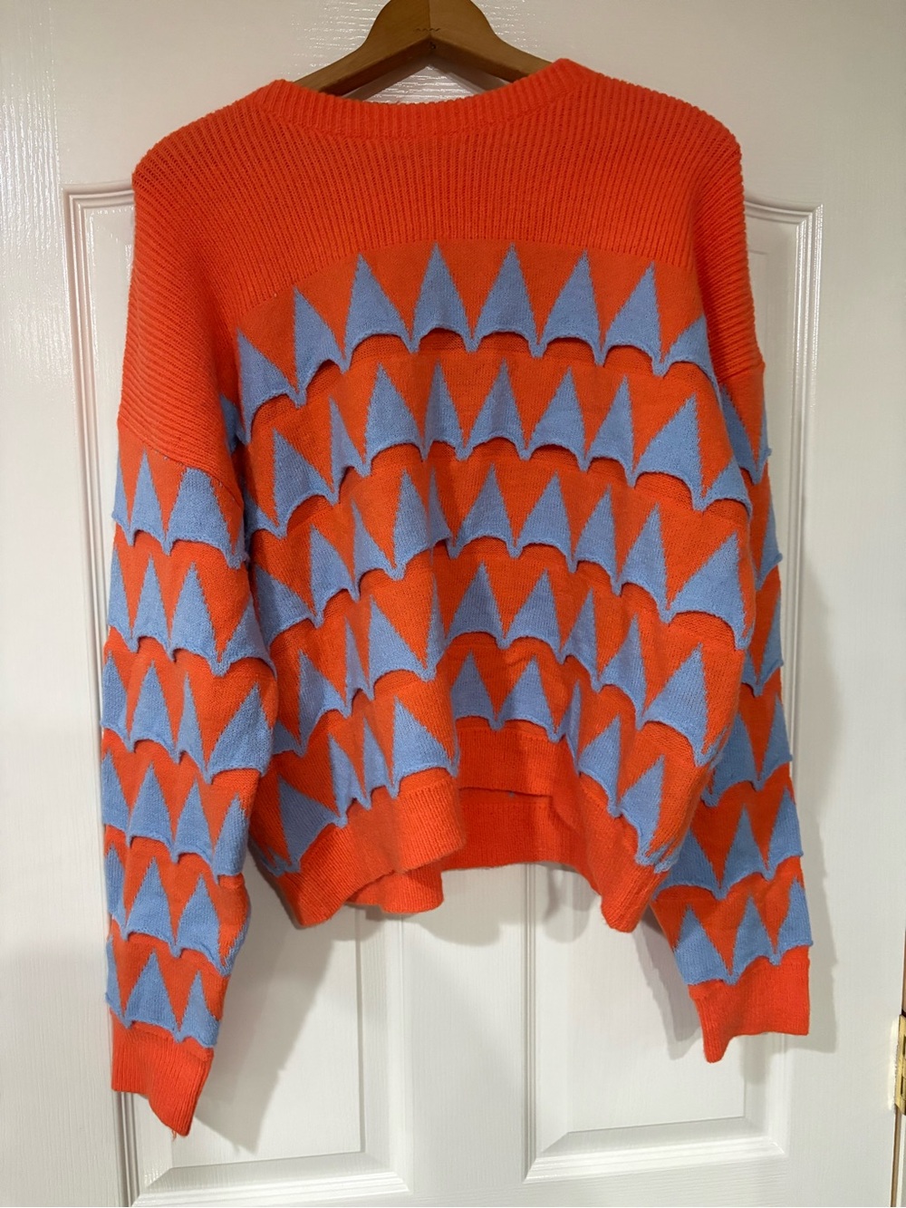 NWOT- &Merci - Orange and Light Blue Geometric Knit Sweater - Women